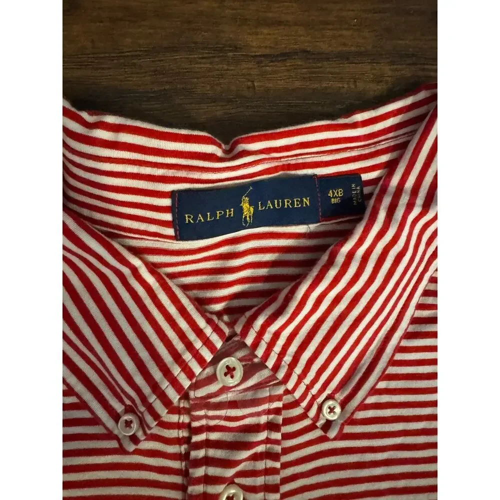 Polo Ralph Lauren Men’s Sz 4XB red Stripe Short Sleeve